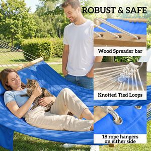 Navy Blue 2-Person Outdoor <b>Hammock</b> with Pillow and Pad 440 Lbs Capacity - Product Image 6
