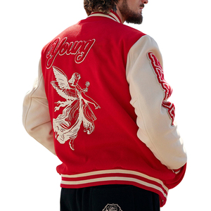 URBANGAZER <b>Men's</b> 100% Wool Thick Winter Varsity <b>Jacket</b>-Breathable Windproof Eco-Friendly High Street Style Patchwork Design - Product Image 2