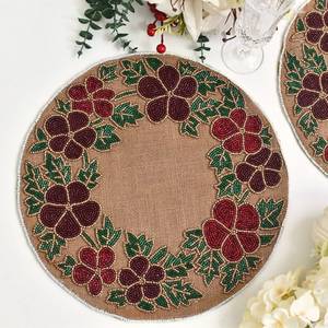 Handmade <b>beaded</b> <b>placemat</b> christmas multicolor round table mat joot centerpiecehouse warming gift - Product Image 4
