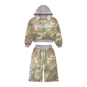 Men's Camouflage Hooded Sweatshirt Set Printed French Terry Casual Tracksuit Autumn Wear Oversized Fit - Product Image 1