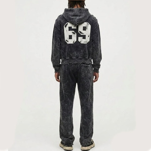 Conjunto Deportivo para Hombre, Estilo Acampanado, Lavado Ácido, Ropa Personalizada con Serigrafía, Pantalones Deportivos - Product Image 2