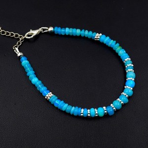 HAYAAT GEMS Natural Blue Ethiopian Opal Beads Silver Plated Luxury Unisex Beaded Bracelet Multi <b>Fire</b> Gemstone Jewelry - Product Image 4