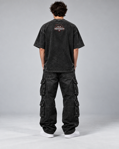 T-shirt noir surdimensionné Thorfin Industry pour homme avec imprimé photo d'œil, style streetwear, manches courtes, col rond, en coton, prix de gros - Product Image 2