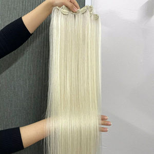 Extensions de cheveux à clipser, style lisse - 110g par clip - Origine Vietnam, couleur blonde - Product Image 1