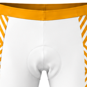 White Orange <b>Padded</b> <b>Cycling</b> <b>Shorts</b> Custom Breathable Quick Dry Stretch Bicycle Road Racing Training Athletic Performance Wear - Product Image 2
