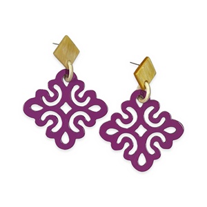 Aretes Colgantes Ovalados de Cuerno de Búfalo Natural con Diseño Geométrico, Ecológicos, de Comercio Justo, para Niños, Aniversarios y Compromisos - Product Image 3