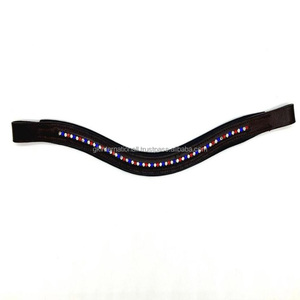 Wave Shape Empty channel padded leather horse brow band inlaid small multicolor crystals bling <b>chain</b> brow band for horses - Product Image 1
