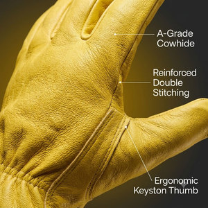 Heavy Duty Cowhide Grain Leather <b>Driver</b> <b>Gloves</b> Industrial Safety Hand Protection Anti-Cut Function Soft Comfortable Construction - Product Image 6