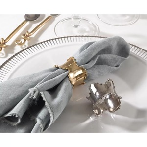 Anneau de serviette en métal doré moderne, forme de fleur sculpturale, décoration de table pour dîner de mariage - Product Image 6