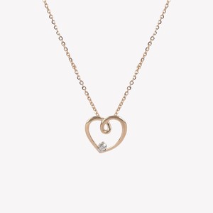 Collar de Oro Sólido 14K 18K con Diamante Redondo Cultivado en Laboratorio en Forma de Corazón Abierto Pequeño, Cadena Delicada para Uso Diario, Collar de Amor Personalizado al por Mayor - Product Image 1