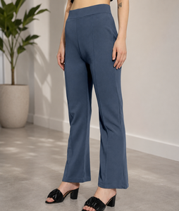 Pantalones de Cintura Alta y Pierna Ancha hasta el Tobillo, de Color Sólido, Tejidos, Casuales y Transpirables para Mujer, Disponibles al Mejor Precio - Product Image 4