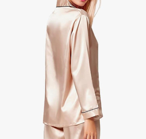 Women's Breathable Thermal Silk Satin Two-Piece <b>Pyjama</b> Set Customizable High Quality Sleepwear Women's Breathable Thermal Silk - Product Image 5