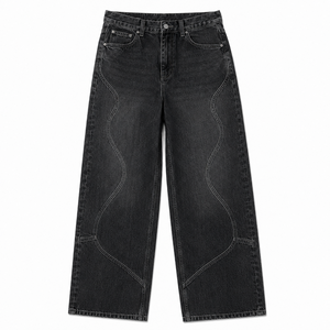 Jean ample rétro en coton respirant pour homme, coupe décontractée, denim délavé vintage, streetwear, pantalon décontracté à jambe large, OEM ODM - Product Image 4