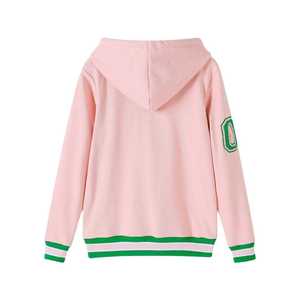 Sweat à capuche unisexe AKA Pink Quarter boutonné en chenille avec lettres grecques, en polaire premium, style streetwear décontracté, vêtement personnalisé - Product Image 2