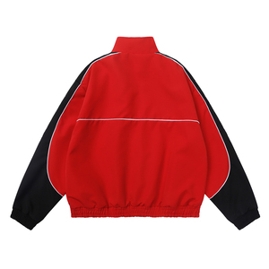 เสื้อแจ็คเก็ตแทร็คพร้อมแผงสีตัดกัน พิมพ์ลายดาวขนาดใหญ่ ซิปเต็มตัว คอตั้ง เสื้อแจ็คเก็ตสปอร์ตน้ำหนักเบาสำหรับผู้ชายและผู้หญิงสำหรับกิจกรรมกลางแจ้ง - Product Image 2