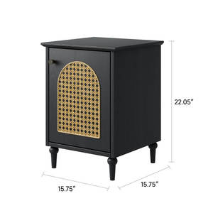 โต๊ะข้างเตียงทำจากไม้เฟอร์นิเจอร์ห้องนอนสไตล์ Boho โต๊ะหวายพร้อมโต๊ะข้างเตียงไม้ - Product Image 4