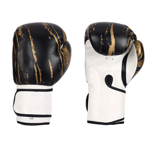 Guantes de Boxeo de Cuero Blancos y Negros con Estampado Dorado, Cierre con Cordones, Transpirables, Equipo de Boxeo para Adultos - Product Image 6