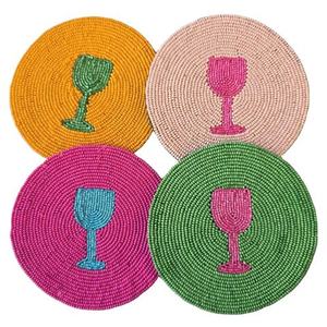 Vintage Inspired Hand <b>Beaded</b> Cup <b>Coasters</b> Modern Home Accent Table Protection for Wedding Decor Colorful Mats & Pads - Product Image 4