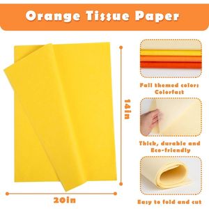 112 Fogli di Carta Velina Arancione e Gialla 20x14 Pollici per Artigianato Fai-da-Te, Confezioni Regalo, Natale, Autunno, Sacchetti Regalo - Product Image 1