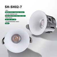 Spot LED 7W pour hôtel, design incurvé, Ra92, CRI élevé, respectueux des yeux, downlight LED encastré modulaire en aluminium