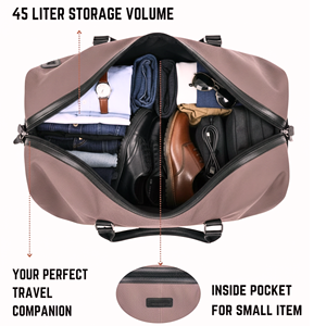 กระเป๋าเดินทางแบบพับได้ขนาดใหญ่ ผ้าแคนวาส โพลีเอสเตอร์ ซิปคุณภาพสูง สำหรับทุกเพศ ใช้ได้ทั้งเดินทางและวันหยุดสุดสัปดาห์ ตกแต่งด้วยหนังแท้ - Product Image 5