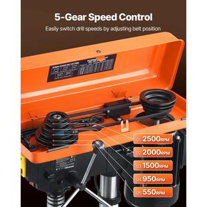 Taladro de Banco con Motor de Inducción Ajustable de 650/1050/1800/2350/3100 RPM y 6.2A, Máquina de Perforación de Sobremesa de 1050 RPM - Product Image 3