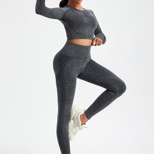 Conjunto de yoga para mujer con alta elasticidad para deportes, logotipo personalizado, cintura alta, ropa de yoga, conjuntos de gimnasio y fitness, conjuntos de leggings de 2 piezas - Product Image 2