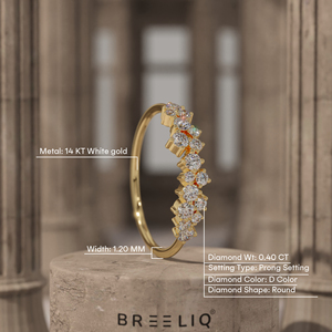 Anillo de Corona con Diamantes en Racimo Floral, Oro Sólido de 14K, Anillo de Diamantes Redondos con Múltiples Piedras, Joyería Elegante para Aniversario para Mujer - Product Image 2