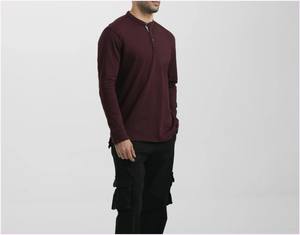 T-shirt Henley pour homme de qualité supérieure, coupe ajustée, décontracté, en jersey de coton respirant, grande taille, séchage rapide, manches longues, motif uni - Product Image 3