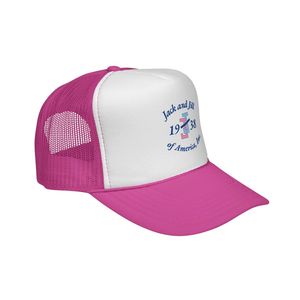 หมวกแก๊ปทรง Trucker ลายโลโก้ปี 1938 สีขาวชมพู ตาข่าย ปรับขนาดได้ สไตล์ลำลอง แฟชั่นกลางแจ้ง สำหรับทุกเพศ ขายส่ง - Product Image 4