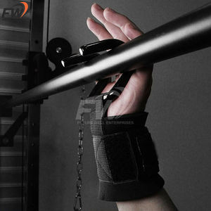 Crochets de musculation OEM (paire) avec support de poignet et sangle de maintien pour hommes et femmes, crochets plats en néoprène rembourrés de 8 mm, prix bas - Product Image 5