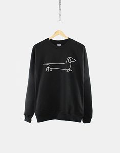 Sudadera Minimalista con Estampado de Perro Salchicha, Sudadera Premium de Cuello Redondo, Felpa de Algodón, Estilo Casual Urbano, Personalizable OEM - Product Image 6