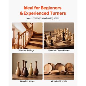 Set di 4 Utensili per Tornitura del Legno con Utensile Diamantato Quadrato per Sgrossatura, Finitura, Dettaglio e Scavatura, con Manico in Legno - Product Image 6