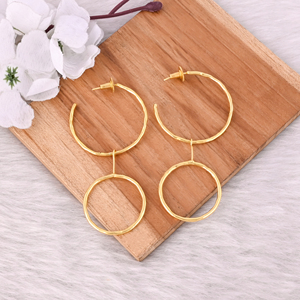 Pendientes de Aro Pequeños de Color Dorado de Moda para Mujer, Pendientes Colgantes Redondos de Latón, Joyería de Moda para Fiesta - Product Image 1