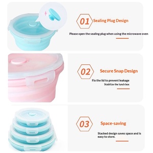 Portable Silicone Folding Bowl Food Grade Outdoor Picnic Preservation Box Travel Preservation Instant Noodle Bowl Extendable - Product Image 3