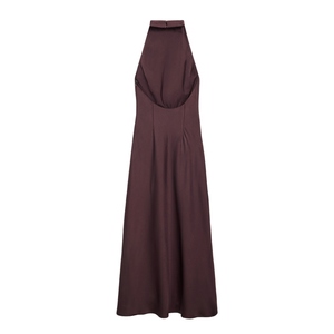 Robe longue pour femme à col licou, sans manches, dos nu, style vintage, coupe crayon ajustée, ourlet style robe de bal, OEM ODM Personnalisé Vente en gros - Product Image 2