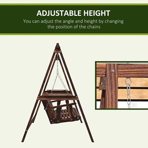 Dual Seater Garden <b>Swing</b> Chair with <b>Frame</b> and Auxiliary Tables Weathered Look for Outdoor Patios for Outdoor Areas - Product Image 5