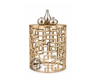 Mesa Auxiliar Redonda de Aluminio Chapada en Oro para Sala de Estar, Estilo Moderno y Lujoso - Product Image 2