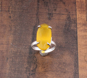 Anillo de Piedra Preciosa Ovalada con Engaste de Jade Amarillo Natural, Plata de Ley 925, Joyería Clásica de Boda para Mujer - Product Image 4