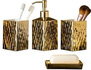 Juego de baño de metal que eleva instantáneamente tu espacio con un elegante acabado pulido que refleja sofisticación y encanto moderno. - Product Image 5