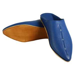 Babouches marocaines en cuir véritable pour hommes, bleues - Product Image 2