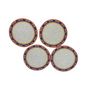 ชุดที่รองแก้วปักลายหลากสีแบบฟุ่มเฟือย4ดีไซน์แตกต่างกัน - Product Image 1