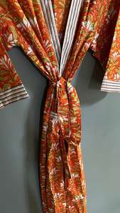 Boho Bridal Dressing Gown Floral Cotton Kimono Robe Elegant Comfortable Women Robe - Product Image 3