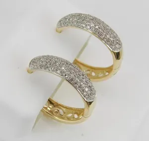 Pendientes de Aro de Moissanita, Plata de Ley 925, Chapados en Oro, con Aspecto de Diamantes Pavé, Pendientes de Aro de Lujo para Mujer - Product Image 1