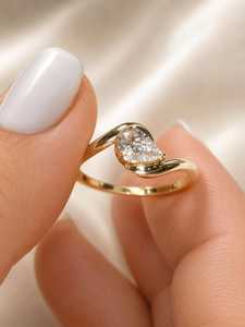 Luxury 0.50CT Pear Cut Diamond Crossover Band Ring Lab Grown 14k Solid Gold Party Wedding Gift for <b>Brides</b> Charms - Product Image 2
