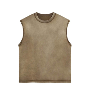 Ropa Deportiva al por Mayor, Camiseta Deportiva de Algodón Ligero con Aspecto Vintage Lavado, Camiseta de Entrenamiento Extra Grande con Estampado Personalizado para Hombre - Product Image 1