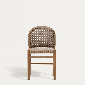 Chaise de salle à manger en teck massif pour jardin extérieur, utilisation en terrasse et en hôtel, teck pour meubles d'intérieur ou d'extérieur avec rotin - Rivoli - Product Image 3