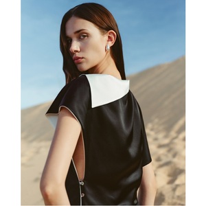 Blouses de haute couture pour femmes NAYAN SILK-SATIN TOP MISSION SATIN à manches courtes, collection printemps, chemisiers et blouses pour femmes - Product Image 4