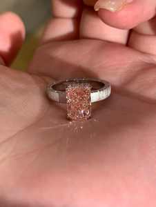 Bagues de fiançailles personnalisées en argent sterling 925 avec diamants de laboratoire taille radiant couleur rose, bijoux de mode haut de gamme pour femmes - Product Image 3