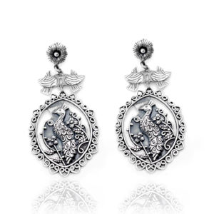 Silver Mountain 925 Sterling Silver Oxidized Peacock Dangle Drop Earrings Handmade Vintage Bird Design Statement Jewelry Third - Product Image 3